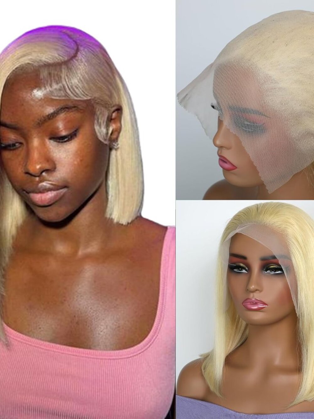 12in 613 Blonde Straight Bob Wig 13x6 HD Lace Frontal Human Hair 180 Density